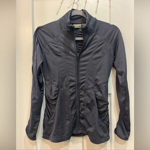 Athleta Revive Ruched Gray Vented Full Zipper Jacket Women's Size XS Zip Pockets